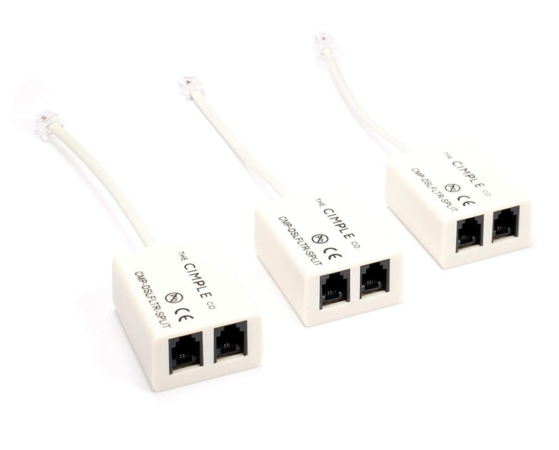 2 Wire, 1 Line DSL Filter, with Built in Splitter - for removing noise and other problems from DSL related phone lines - 3 Pack