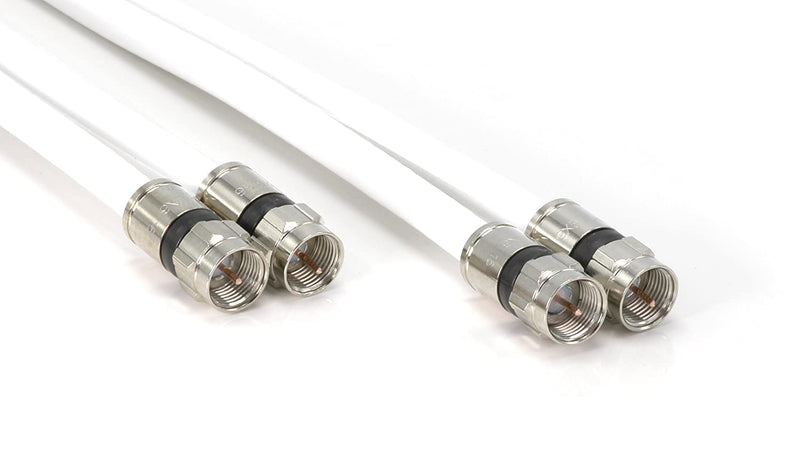 200ft Dual RG6 Coax Twin Coaxial Cable (Siamese Cable) 18AWG Coaxial Cable Satellite, Antenna & CATV Grade with Weather Proof Compression Connectors, White
