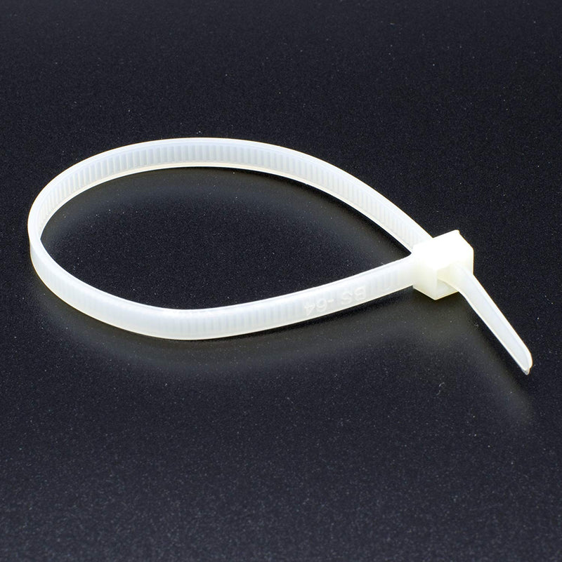 14 inch White Nylon Zip Ties - Strong Zip Tie, Wire Ties - Indoor and Outdoor Rated - Screw Mounting Hole, Zip Ties (Wire Ties, Cable Ties), 100 Pack - White - 14"