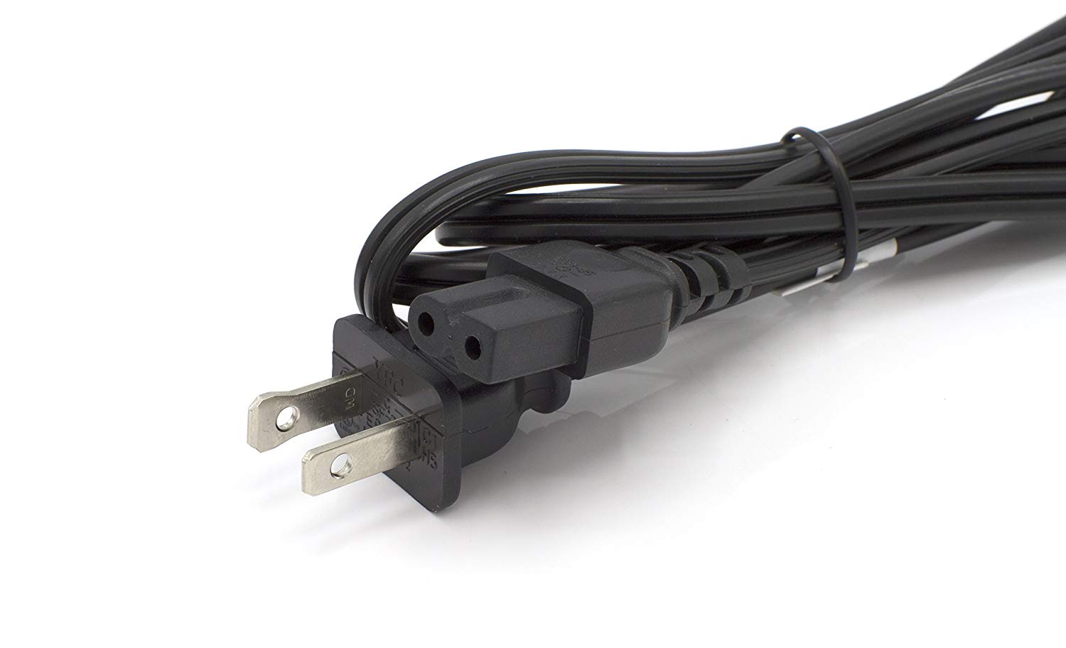 2 Prong AC Power Cord Cable |Polarized 6 Foot – Black| Satellite CATV PS3 + Xbox