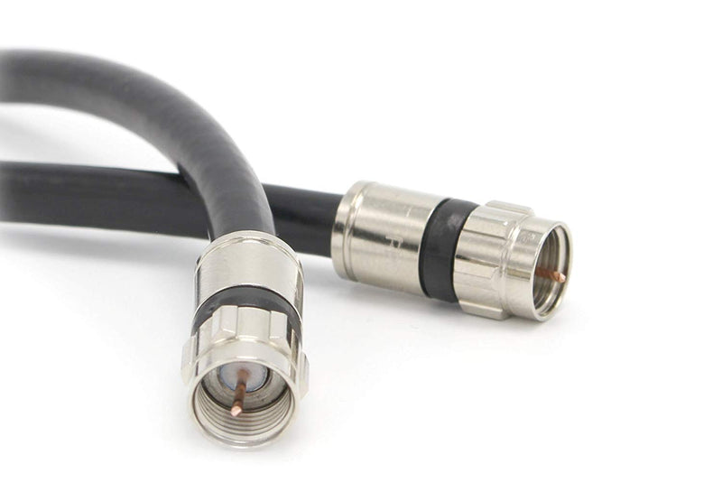 20' Feet, Black RG6 Coaxial Cable (Coax Cable) | Compression Connectors, F81/RF
