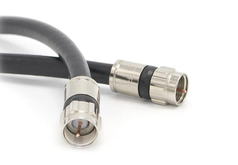 200' Feet, Black RG6 Coaxial Cable (Coax Cable) with Weather Proof Connectors, F81 / RF, Digital Coax - AV, Cable TV, Antenna, and Satellite, CL2 Rated, 200 Foot