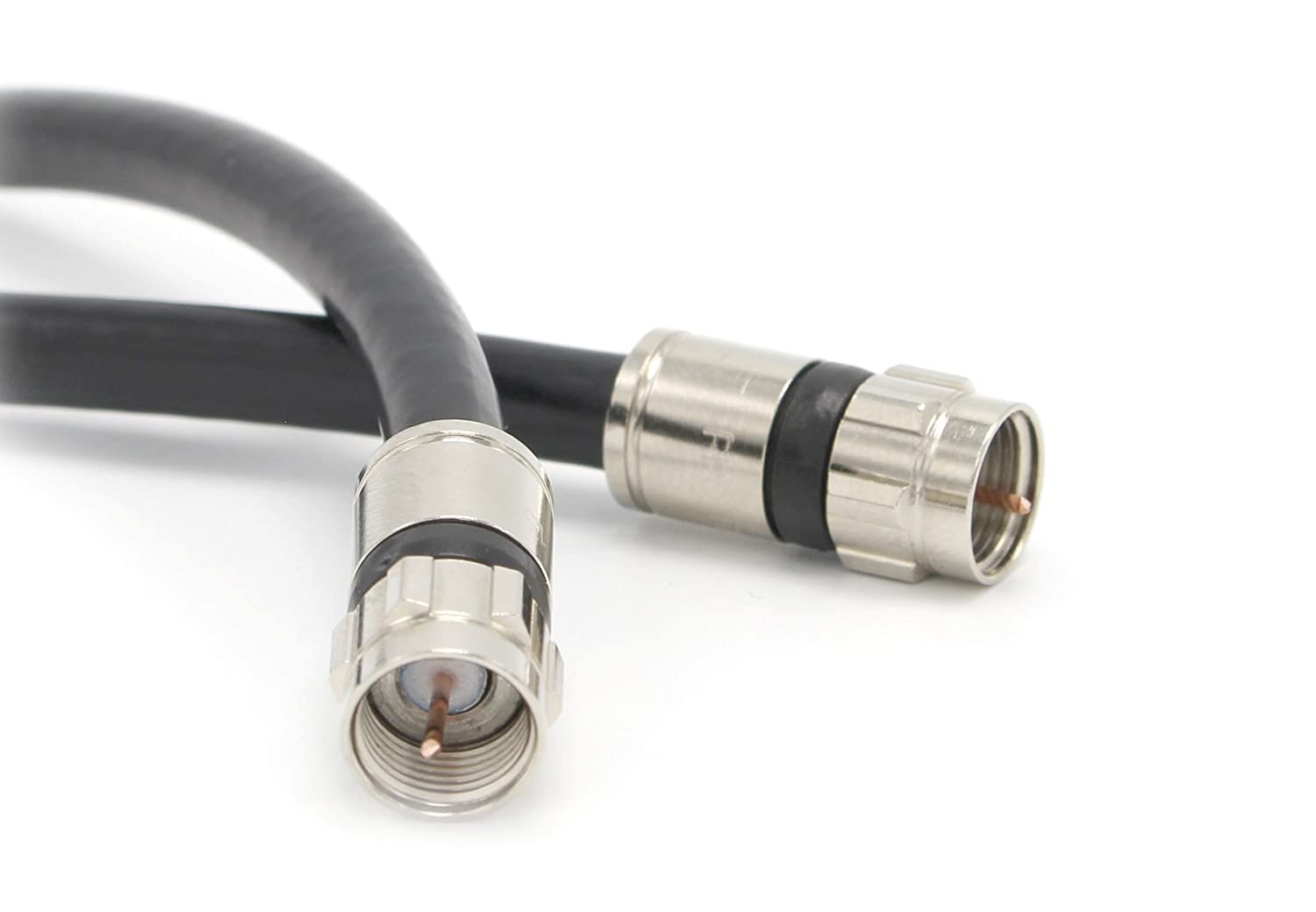 10 Foot Black - Solid Copper Coax Cable - RG6 Coaxial Cable with Connectors, F81 / RF, Digital Coax for Audio/Video, Cable TV, Antenna, Internet, & Satellite, 10 Feet (3 Meter)