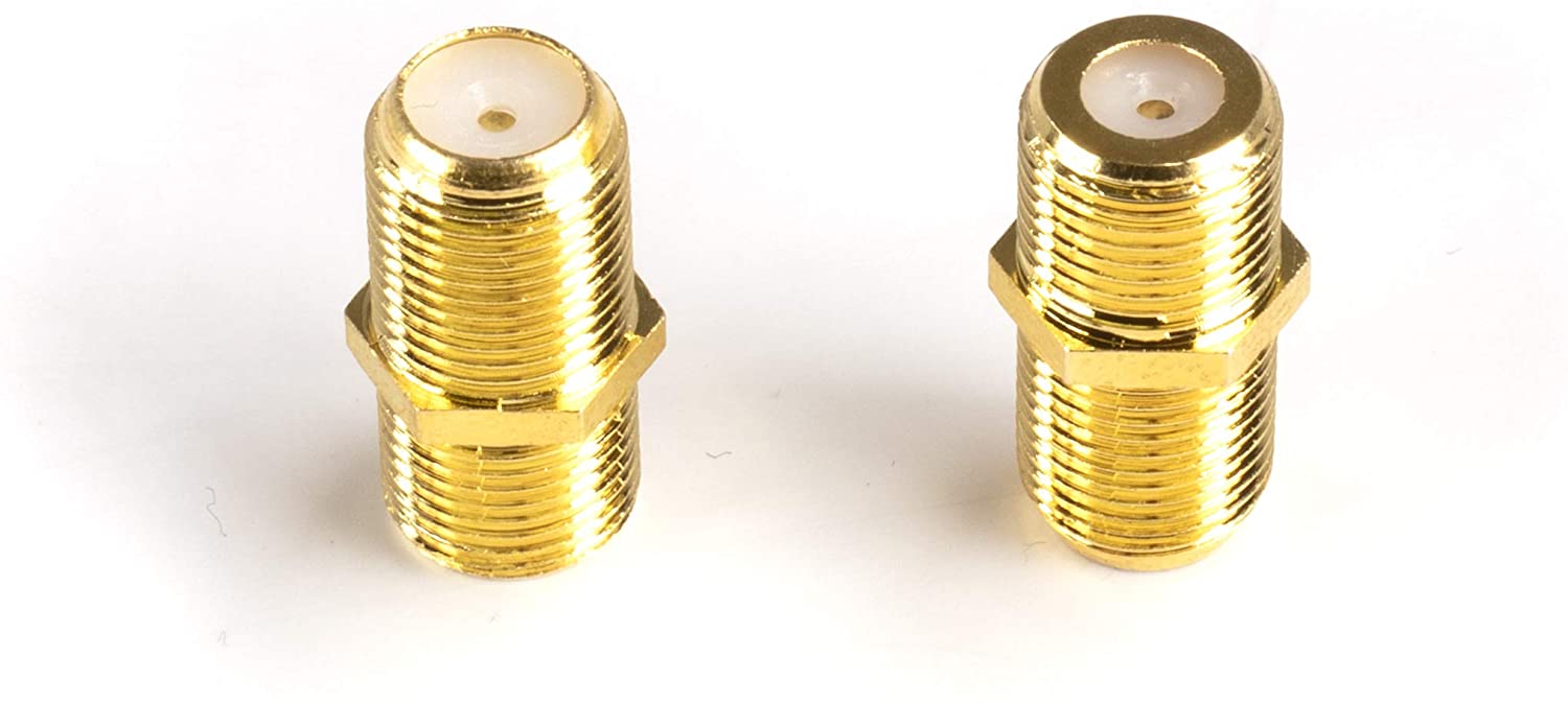 Gold Cable Extension Coupler - 50 Pack - Connects Two Coaxial Video Cables, for Coax F81 (female to female) - High Quality 3GHz Satellite, Cable TV, and Cable Internet Rated