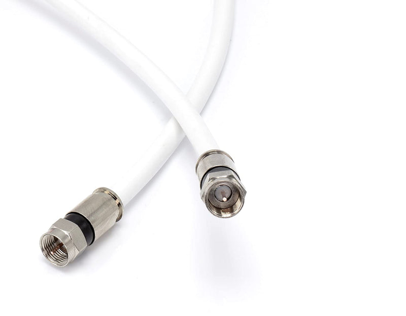 100' Feet, White RG6 Coaxial Cable (Coax Cable) with Weather Proof Connectors, F81 / RF, Digital Coax - AV, Cable TV, Antenna, and Satellite, CL2 Rated, 100 Foot