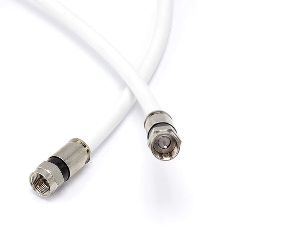 25' Feet, White RG6 Coaxial Cable (Coax Cable) | Made in the USA | F81 / RF