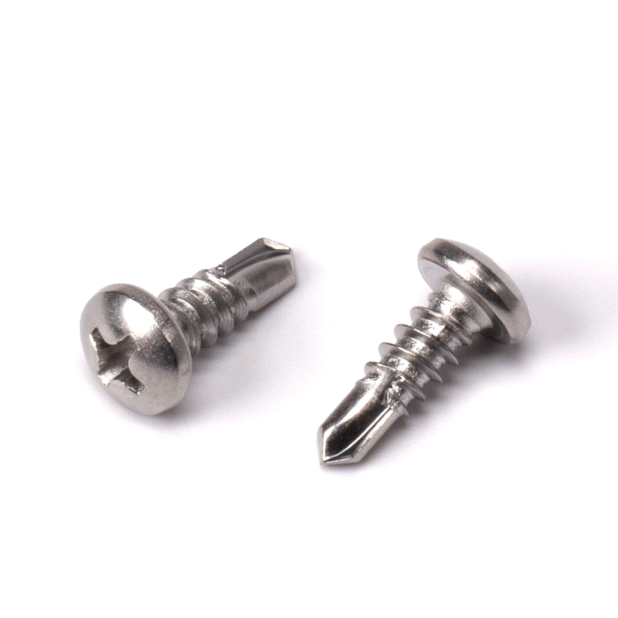 #8 Size, 1/2" Length (13mm) - Self Tapping Screw - Self Drilling Screw - 410 Stainless Steel Screws = Exceptional Wear and Very Corrosion Resistant) - Phillips Pan Head - 100pcs