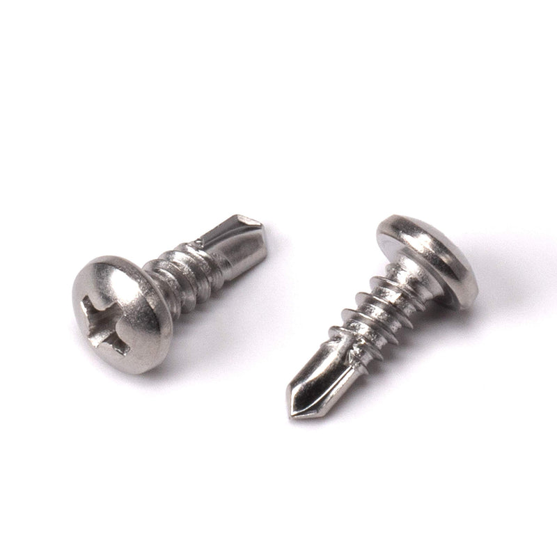 #8 Size, 1/2" Length (13mm) - Self Tapping Screw - Self Drilling Screw - 410 Stainless Steel Screws = Exceptional Wear and Very Corrosion Resistant) - Phillips Pan Head - 100pcs