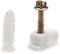 Ribbed Plastic Conical Anchors and White Cable Screw Clips - For Concrete, Stucco, Brick, Drywall, and Similar - Kit of 100 Screw Clips, and 100 Anchors