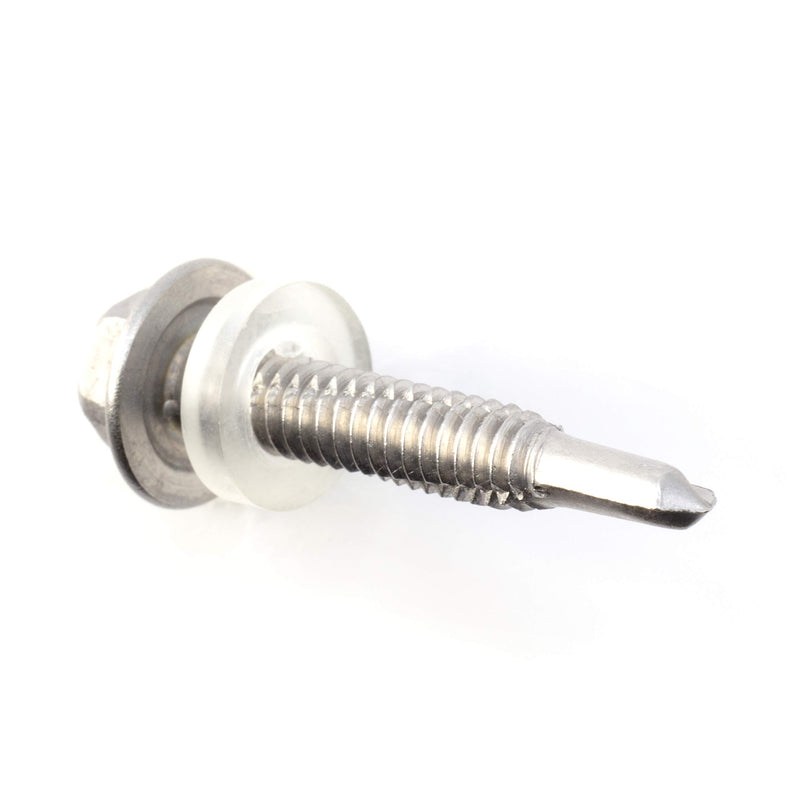 #12 Size, 1 1/4" Length (32mm) - Self Tapping Screw - Self Drilling Screw - 410 Stainless Steel Screws = Exceptional Wear and Very Corrosion Resistant) - Hex Washer Head - 100pcs