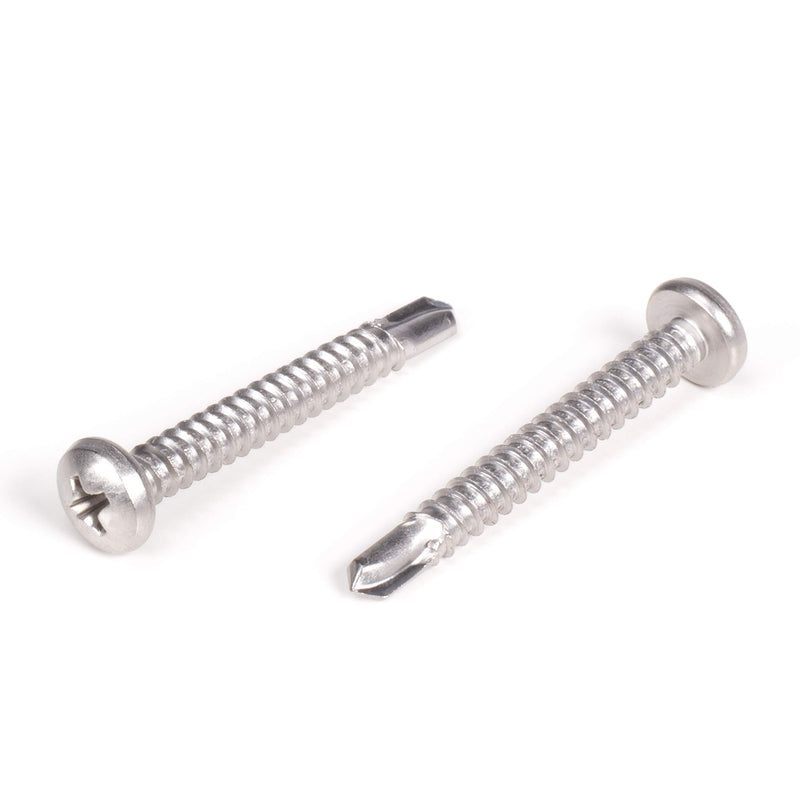 #10 Size, 1 1/2" Length (38mm) - Self Tapping Screw - Self Drilling Screw - 410 Stainless Steel Screws = Exceptional Wear and Very Corrosion Resistant) - Phillips Pan Head - 100pcs