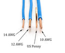 100 Feet (30 Meter) - Insulated Solid Copper THHN / THWN Wire - 14 AWG, Wire is Made in the USA, Residential, Commerical, Industrial, Grounding, Electrical rated for 600 Volts - In Blue