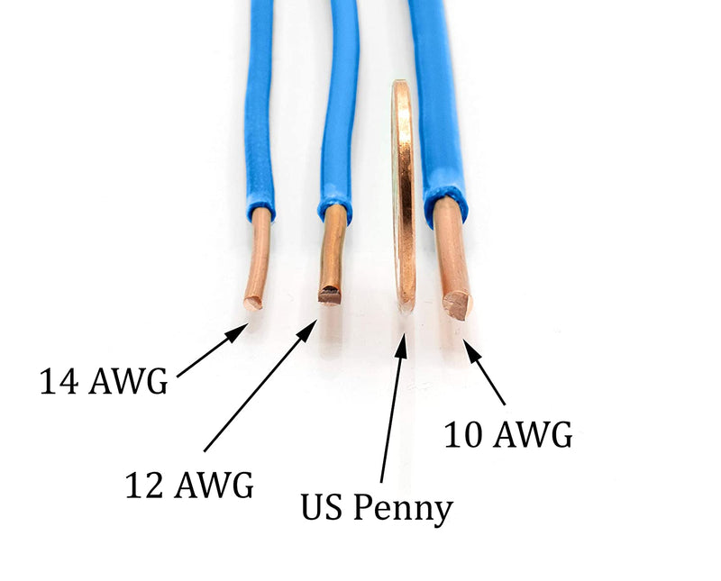 10 Feet (3 Meter) - Insulated Solid Copper THHN / THWN Wire - 12 AWG, Wire is Made in the USA, Residential, Commerical, Industrial, Grounding, Electrical rated for 600 Volts - In Blue