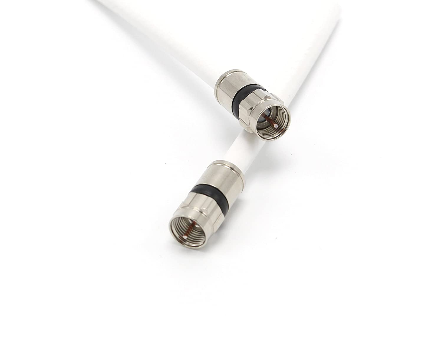 125 Foot White - Solid Copper Coax Cable - RG6 Coaxial Cable with Connectors, F81 / RF, Digital Coax for Audio/Video, Cable TV, Antenna, Internet, & Satellite, 125 Feet (38 Meter)