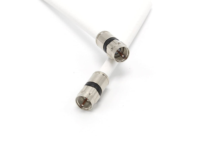 100 Foot White - Solid Copper Coax Cable - RG6 Coaxial Cable with Connectors, F81 / RF, Digital Coax for Audio/Video, Cable TV, Antenna, Internet, & Satellite, 100 Feet (30 Meter)