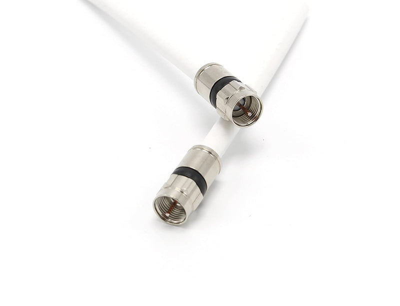 1' Feet, White RG6 Coaxial Cable (Coax Cable) with Weather Proof Connectors, F81 / RF, Digital Coax - AV, Cable TV, Antenna, and Satellite, CL2 Rated, 1 Foot