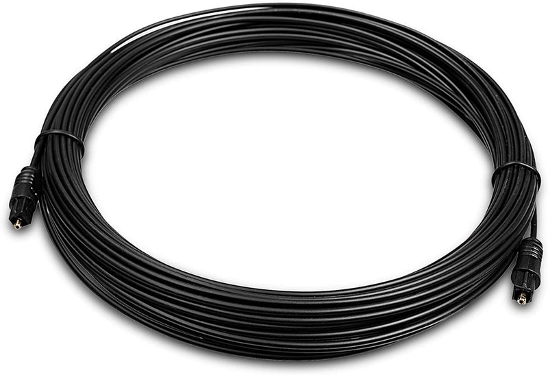 Digital Optical Audio Cable - Premium Toslink Fiber Optic Audio Cables with Gold Plated Connectors - Ultra Thin Jacket, Micro Cable - Extra Flexible, Long Life Jacket - 50 Feet, 3 Pack