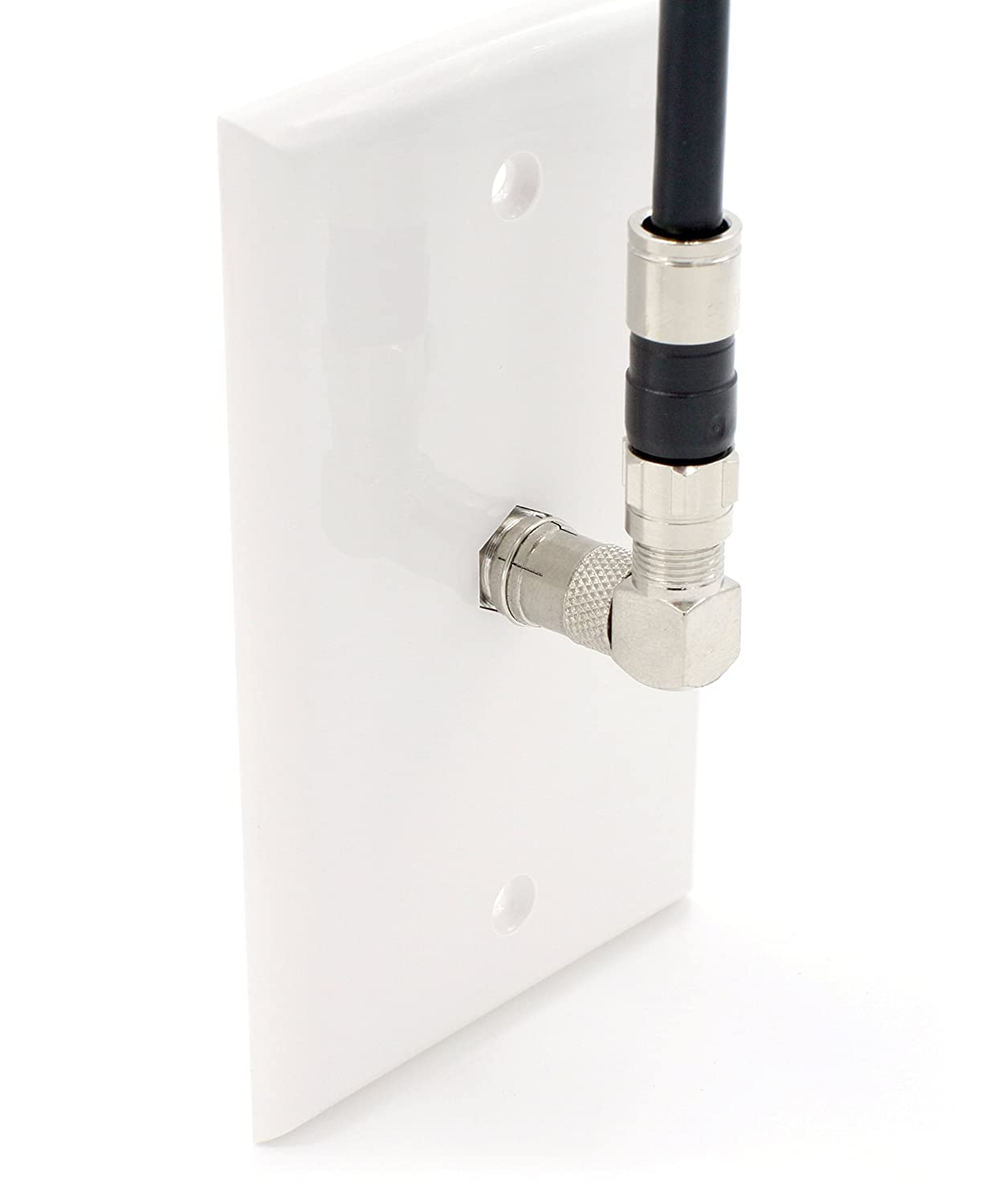 Push On and Right angle Coax Connector - Push On F Connector Male To Screw On Female Adapter - Pack of 50