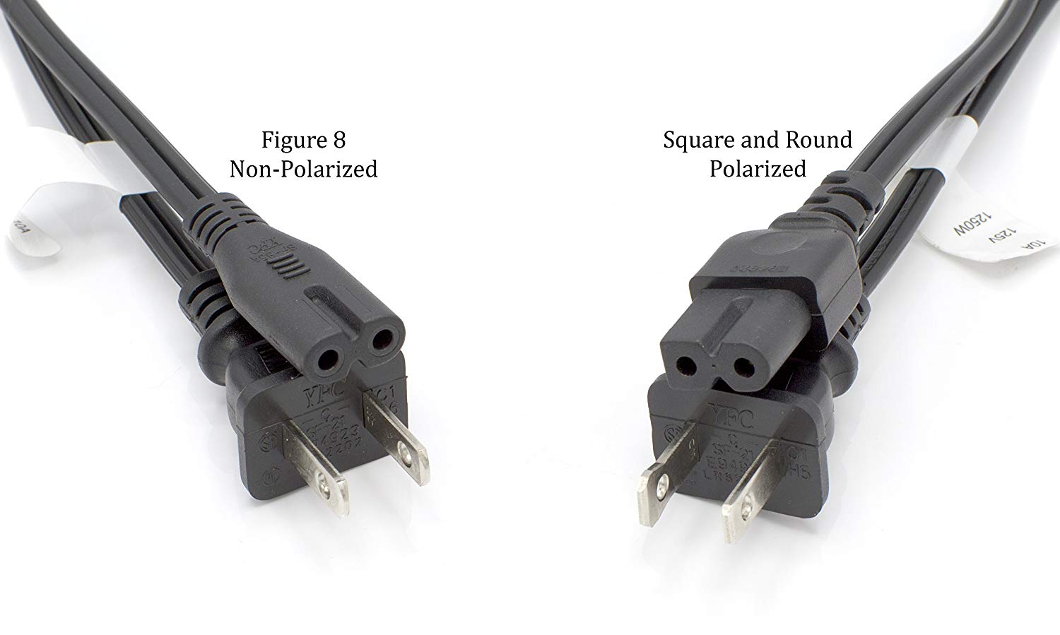 2 Prong AC Power Cord Cable |Polarized 15 Foot – Black|Satellite CATV PS3 + Xbox