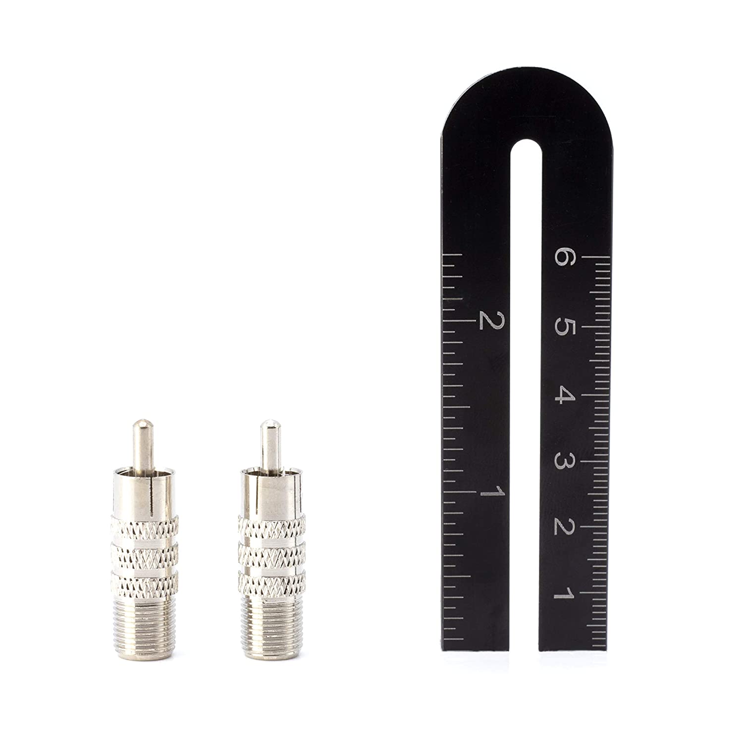 RF (F81) and RCA Coaxial Adapter - RCA Male to Female F81 (F-Pin) Connector, Adapter, Coupler, and Converter - For RG11, RG6, RG59, RG58, SDI, HD SDI, CCTV - 25 Pack