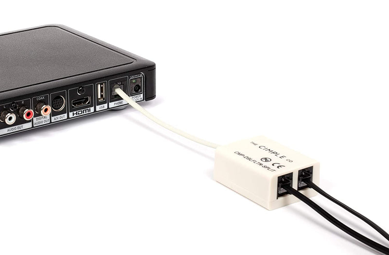 2 Wire, 1 Line DSL Filter, with Built in Splitter - for removing noise and other problems from DSL related phone lines