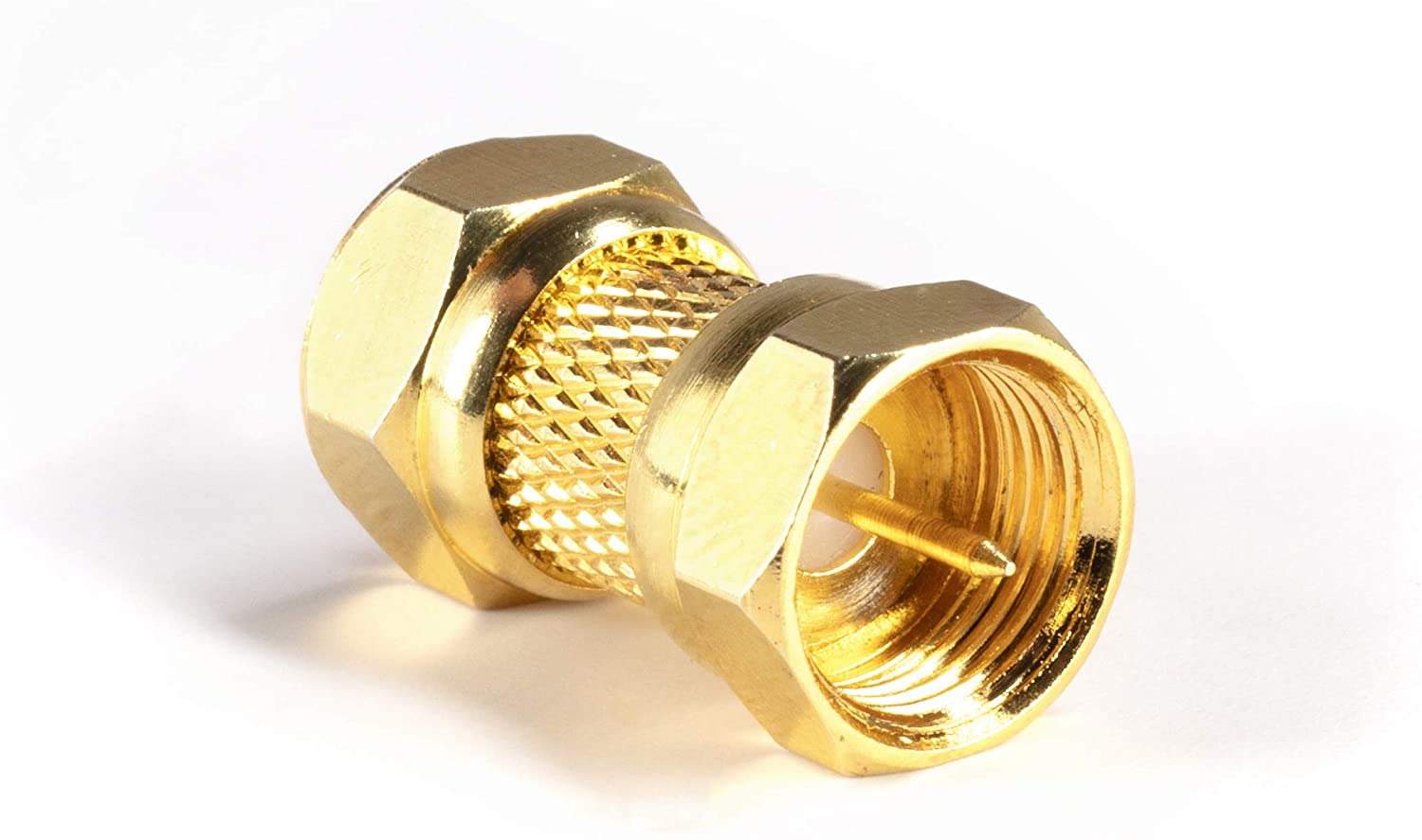 Gold Cable Extension Coupler for Coaxial Cables - 10 Pack - F81 (male to male) High Quality 3GHz Satellite, Cable TV, and Cable Internet Rated
