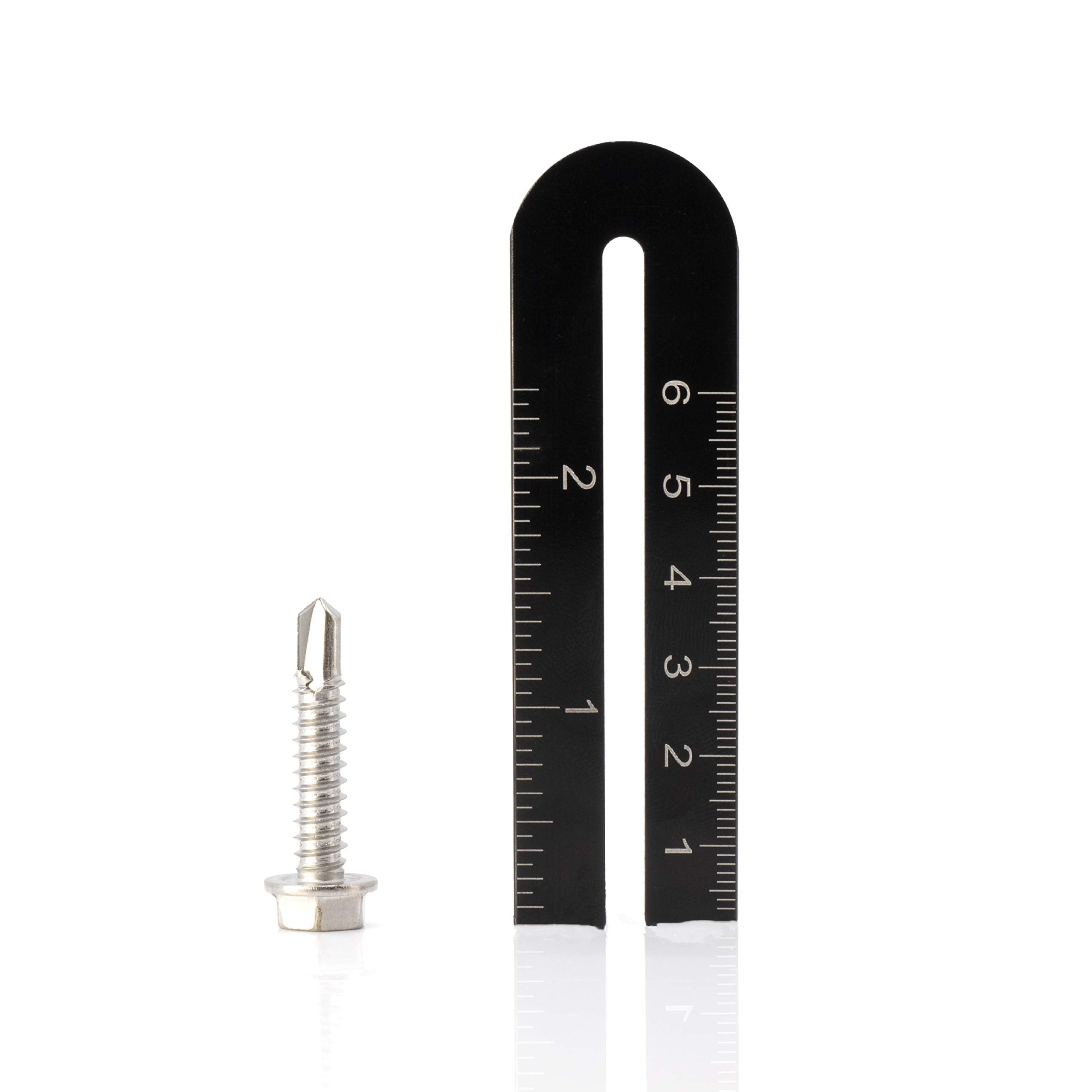 #14 Size, 1 1/4" Length (32mm) - Self Tapping Screw - Self Drilling Screw - 410 Stainless Steel Screws = Exceptional Wear and Very Corrosion Resistant) - Hex Washer Head - 100pcs