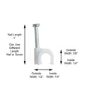 THE CIMPLE CO - Single Coaxial Cable Clips, Cat6, Electrical Wire Cable Clip, 1/4 in (6 mm) Nail Clip and Fastener, White (10 pieces per bag)