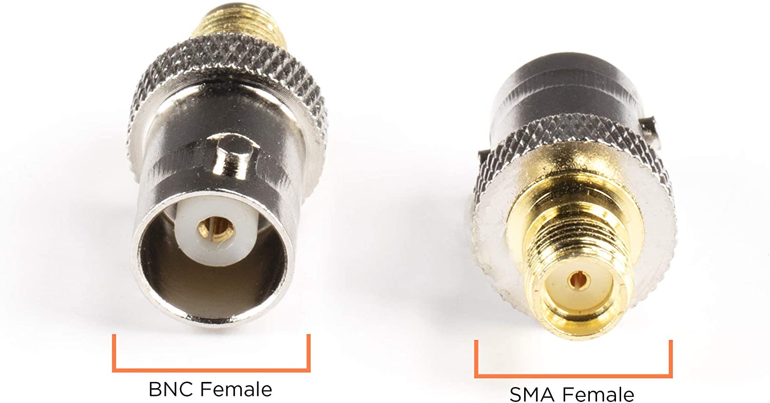 Gold SMA Female to BNC Female Adapter - 4 Pack Coupler - Male to Female Coaxial (RF) Connector, Compatible with RF, SDI, HD-SDI, CCTGV, Camera