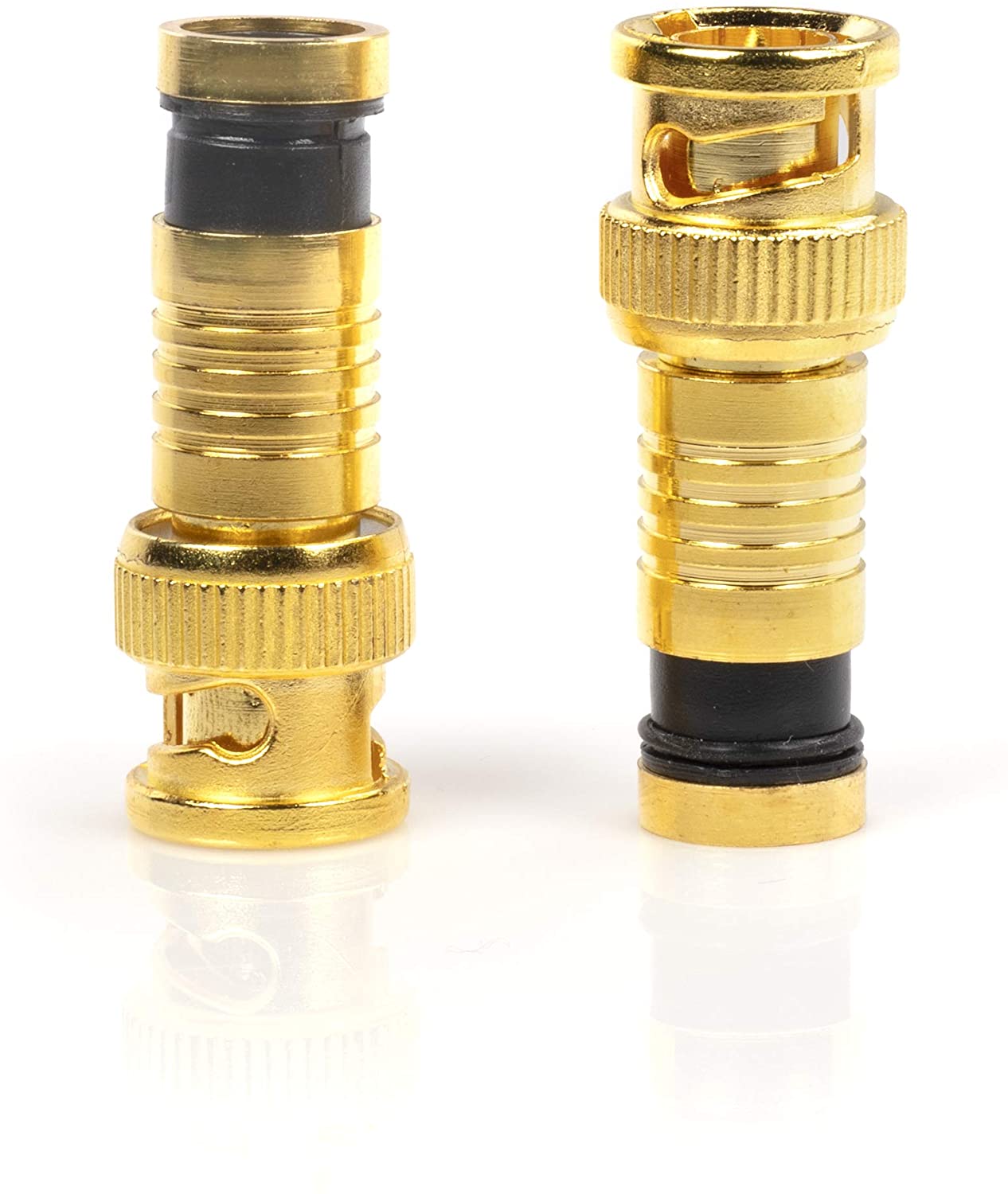 Gold BNC Compression Connector for RG6 Coaxial Cable - Pack of 25 - Solid Construction with High Grade Metals - Male BNC Connectors for CCTV, SDI, HD-SDI, Siamese, Security Camera