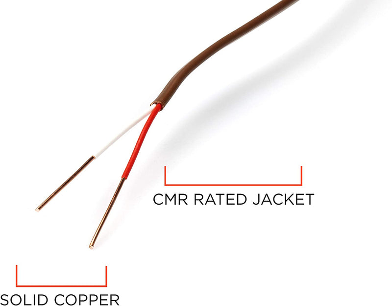 Thermostat Wire 18/7 - Brown - Solid Copper 18 Gauge, 7 Conductor - CL2 (UL Listed) CMR Riser Rated (CL3) - Residential, Commercial and Industrial Rated - 18-7, 100 Feet