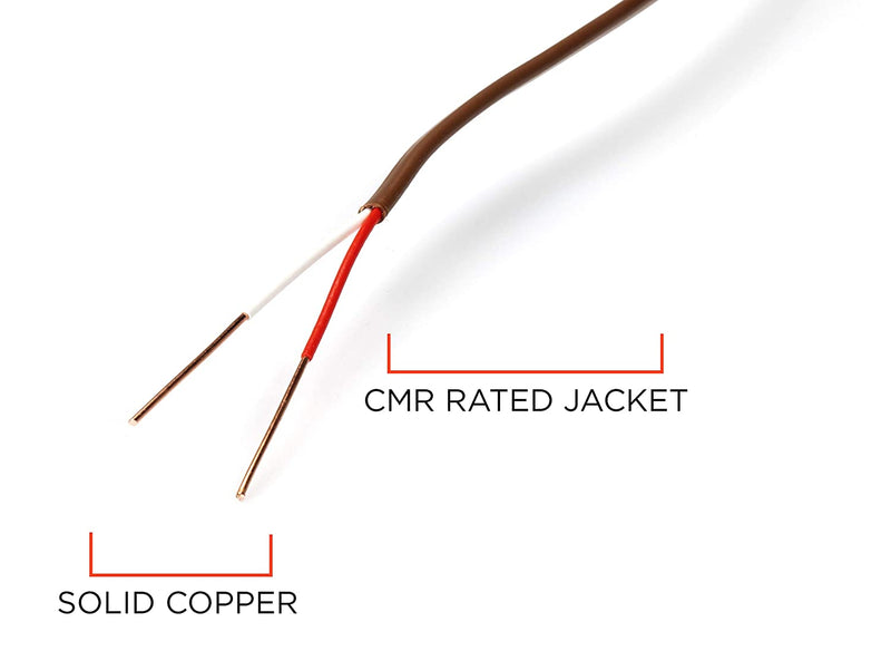 Thermostat Wire 18/6 - Brown - Solid Copper 18 Gauge, 6 Conductor - CL2 (UL Listed) CMR Riser Rated (CL3) - Residential, Commercial and Industrial Rated - 18-6, 50 Feet