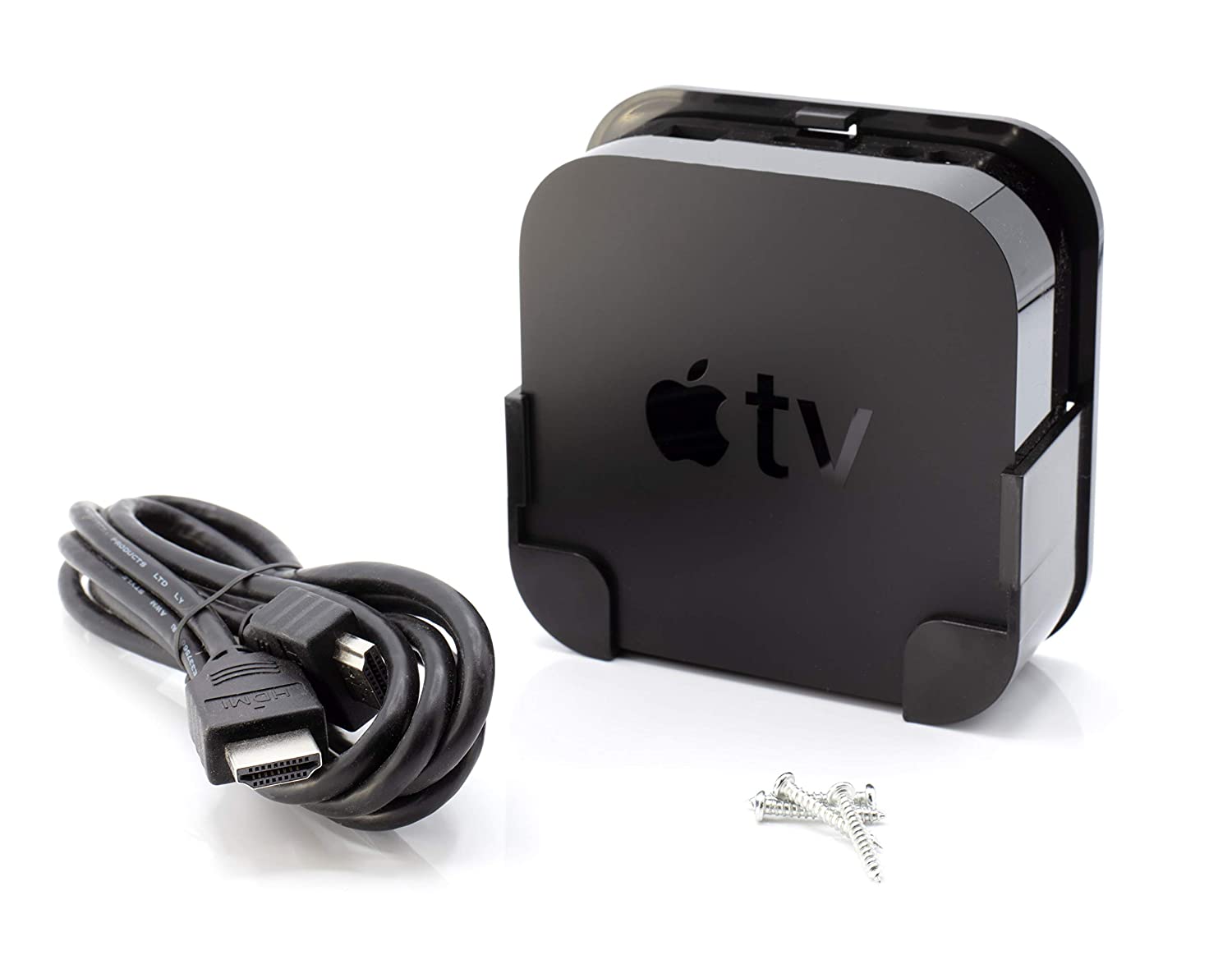 ATV 4K Mount - Compatible with 4th Generation Media Players - Easy Wall Mounting System - Includes a Premium HDMI Cable - Black (works with apple tv 4, and 4K)