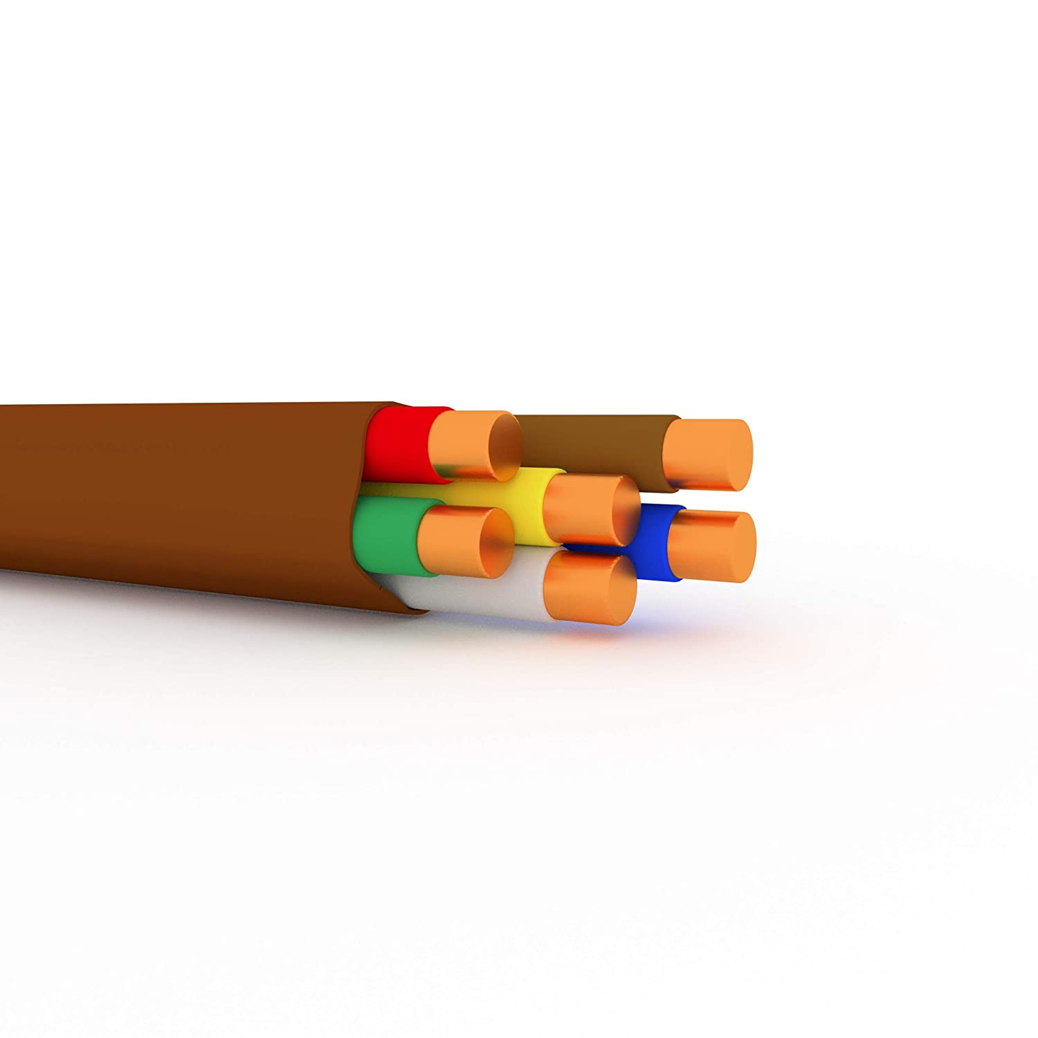 Thermostat Wire 18/6 - Brown - Solid Copper 18 Gauge, 6 Conductor - CL2 (UL Listed) CMR Riser Rated (CL3) - Residential, Commercial and Industrial Rated - 18-6, 25 Feet