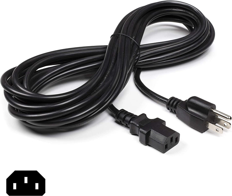 AC Power Cord (3 Prong) - 15 Feet (4.5 Meter), Black - Premium Quality Copper Wire Core - Computer, Medical, Server & Desktop - NEMA 5-15 to C13 / IEC 320 - UL Listed Power Cable
