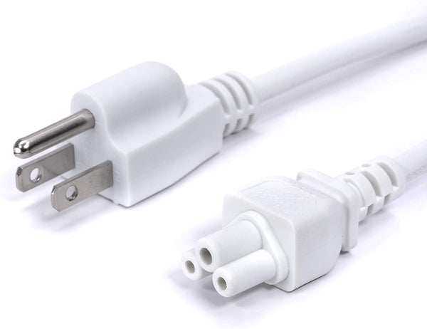 AC Power Cord (3 Prong) - White, 10 Feet (3 Meter) - Premium Quality Copper Wire Core - Mouse Style for Laptops, Computers, & Power Supplies - NEMA 5-15P to C5 / IEC 320 - UL Listed