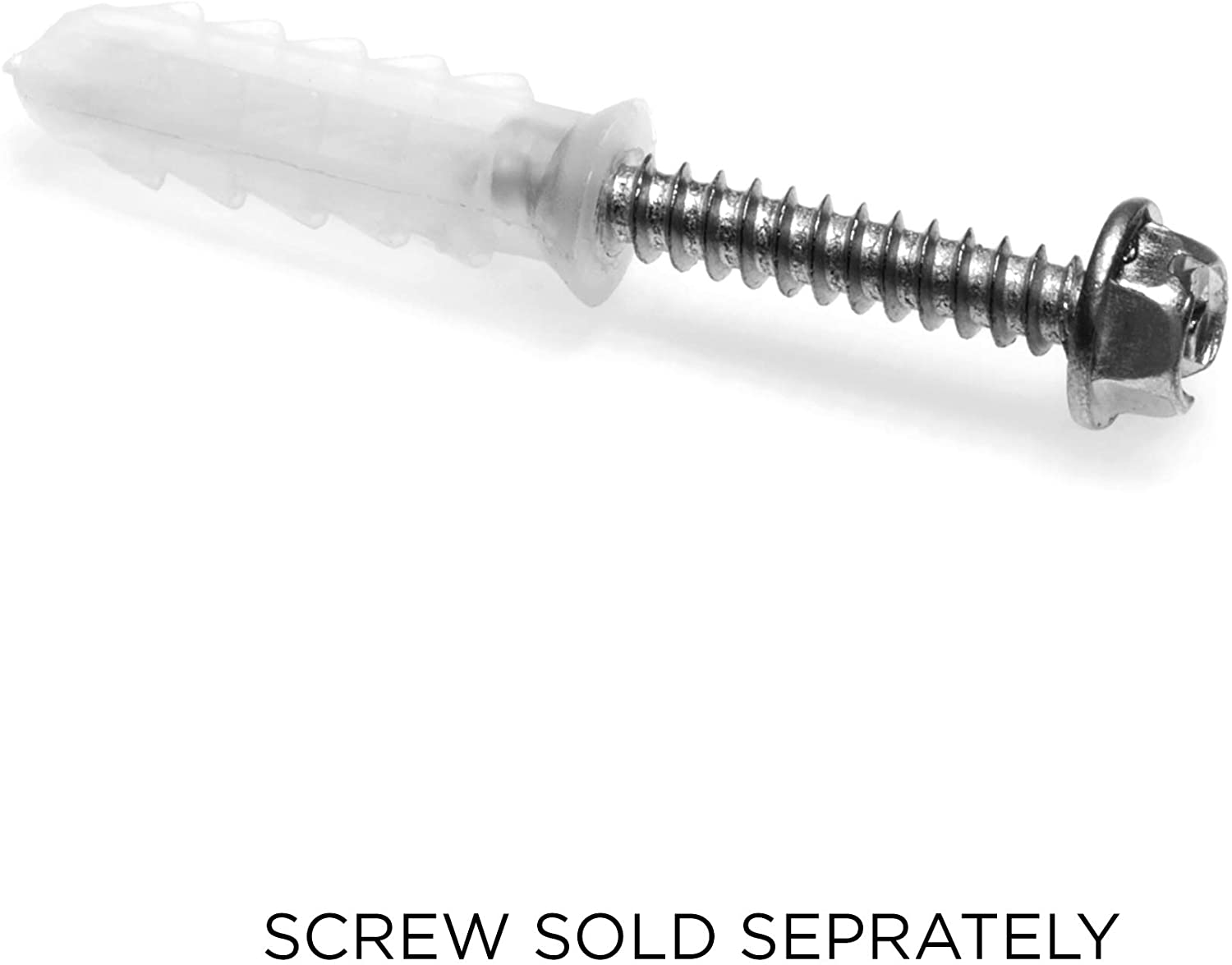 Ribbed Plastic Conical Anchors - For Concrete, Stucco, Brick, Drywall, and Similar - Kit of 50 Anchors