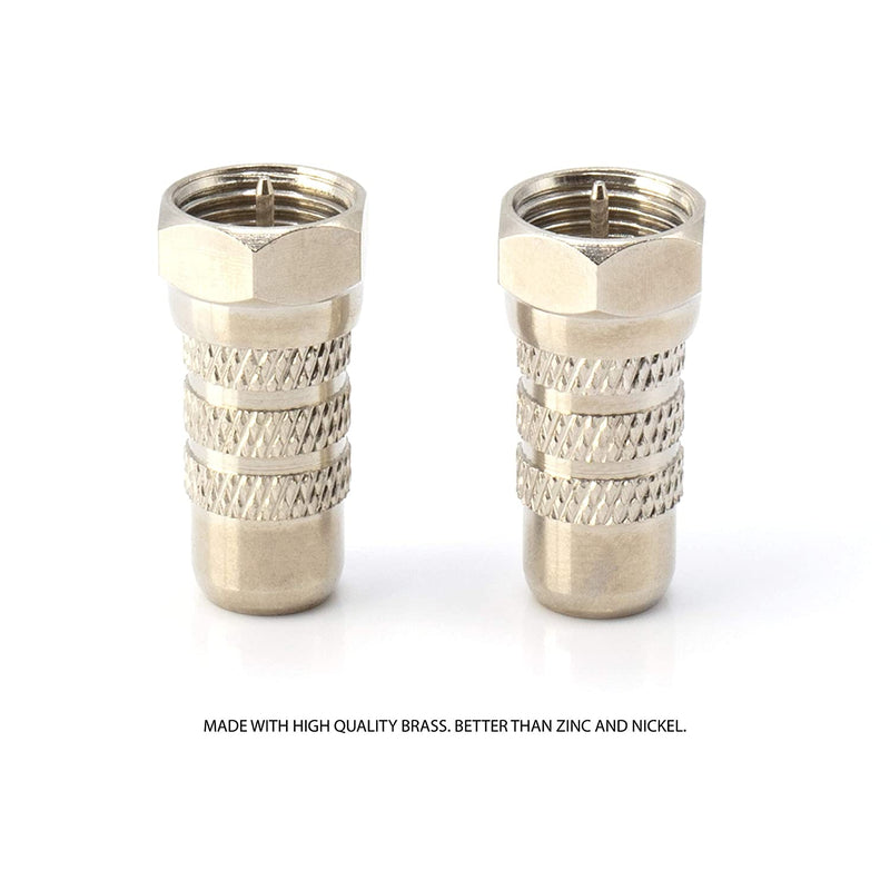 RF and RCA Coaxial Adapter - 10 Pack - RCA Female to Male F81 (F-Pin) Connector, Adapter, Coupler, and Converter - For RG11, RG6, RG59, RG58, SDI, HD SDI, CCTV