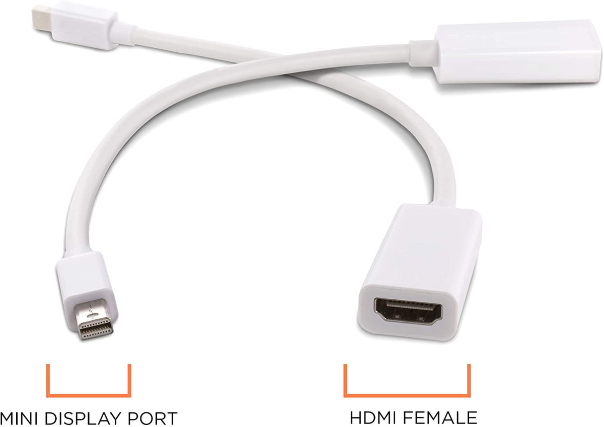 Mini DisplayPort to HDMI Adapter - MiniDP to HDMI - Thunderbolt / MiniDP to HDMI Cable Adapter - White - 2 Pack
