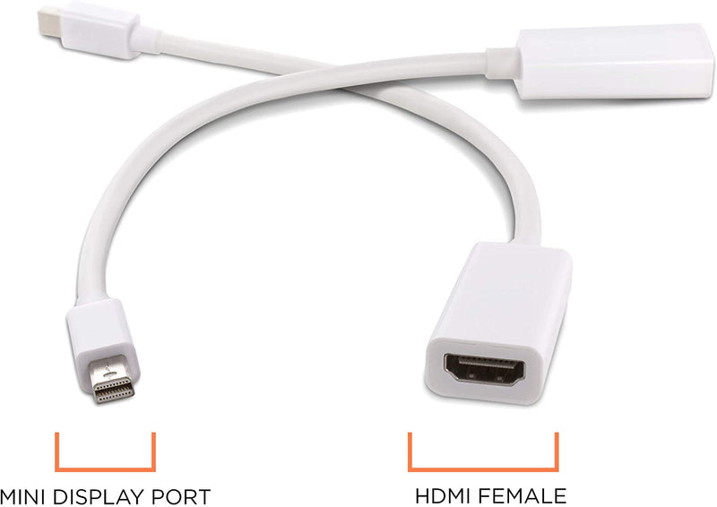 Mini DisplayPort to HDMI Adapter - MiniDP to HDMI - Thunderbolt / MiniDP to HDMI Cable Adapter - White - 10 Pack