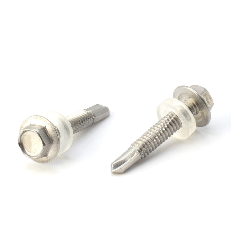 #12 Size, 1 1/4" Length (32mm) - Self Tapping Screw - Self Drilling Screw - 410 Stainless Steel Screws = Exceptional Wear and Very Corrosion Resistant) - Hex Washer Head - 100pcs