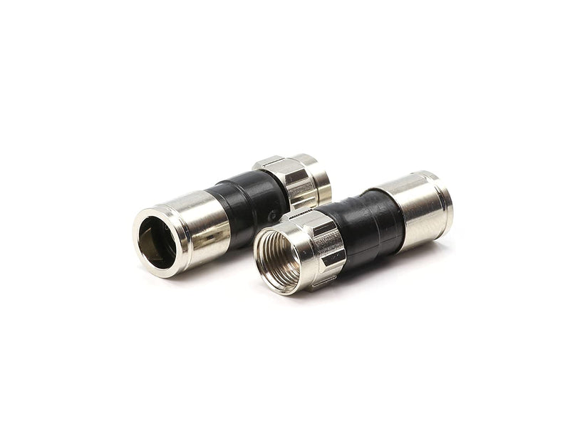 Coaxial Cable Compression Fitting - 100 Pack Connector - for RG6 Coax Cable - with Weather Seal O Ring and Water Tight Grip