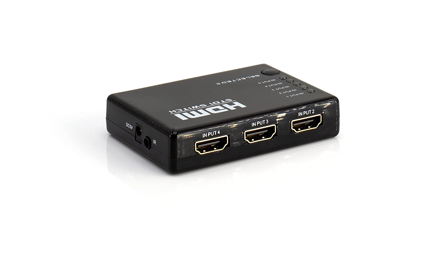 5 Port HDMI Switcher - Intelligent 5 Port 5x1 High Speed HDMI Switch with IR Wireless Remote, Power Adapter and HDMI Cable - 4K 3D 1080P (Black)