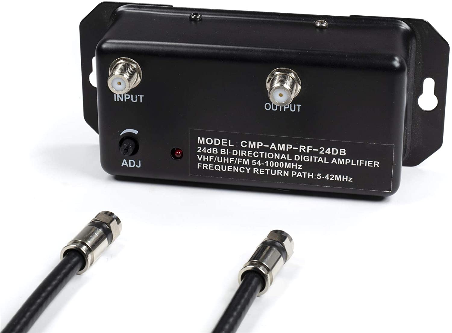 24db Distribution Amplifier - Digital TV Antenna Booster Signal Amplifier, Adjustable Boost/Gain, NTSC, ATSC, FM, UHF, VHF - 1000 MHz - includes RG6 Coaxial Cable