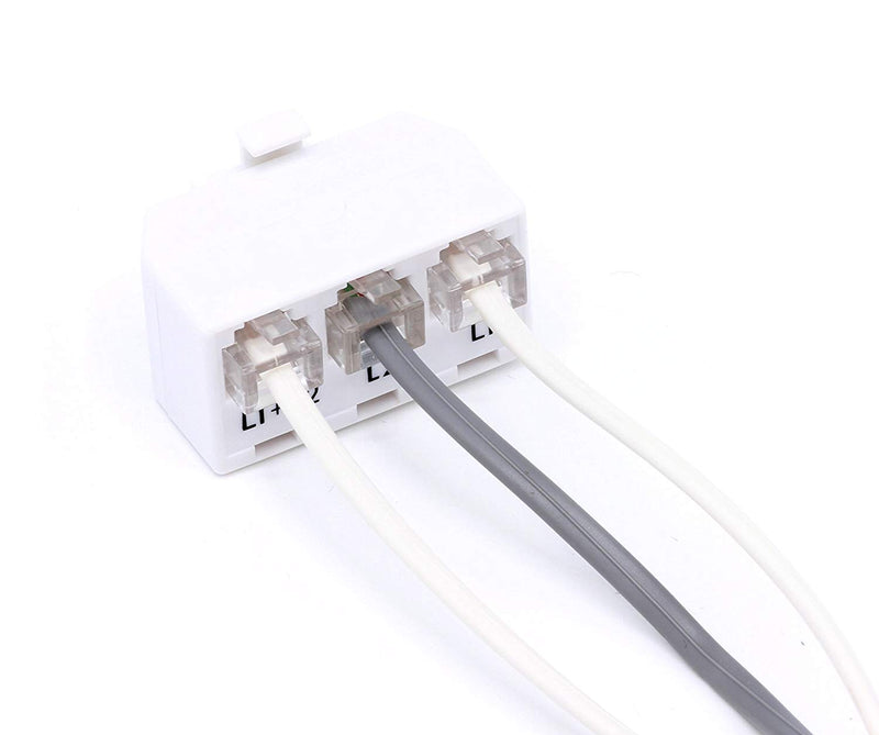 Telephone Line Splitter Adapter RJ11| Dual Line Separator 4 Conductor (WHITE)