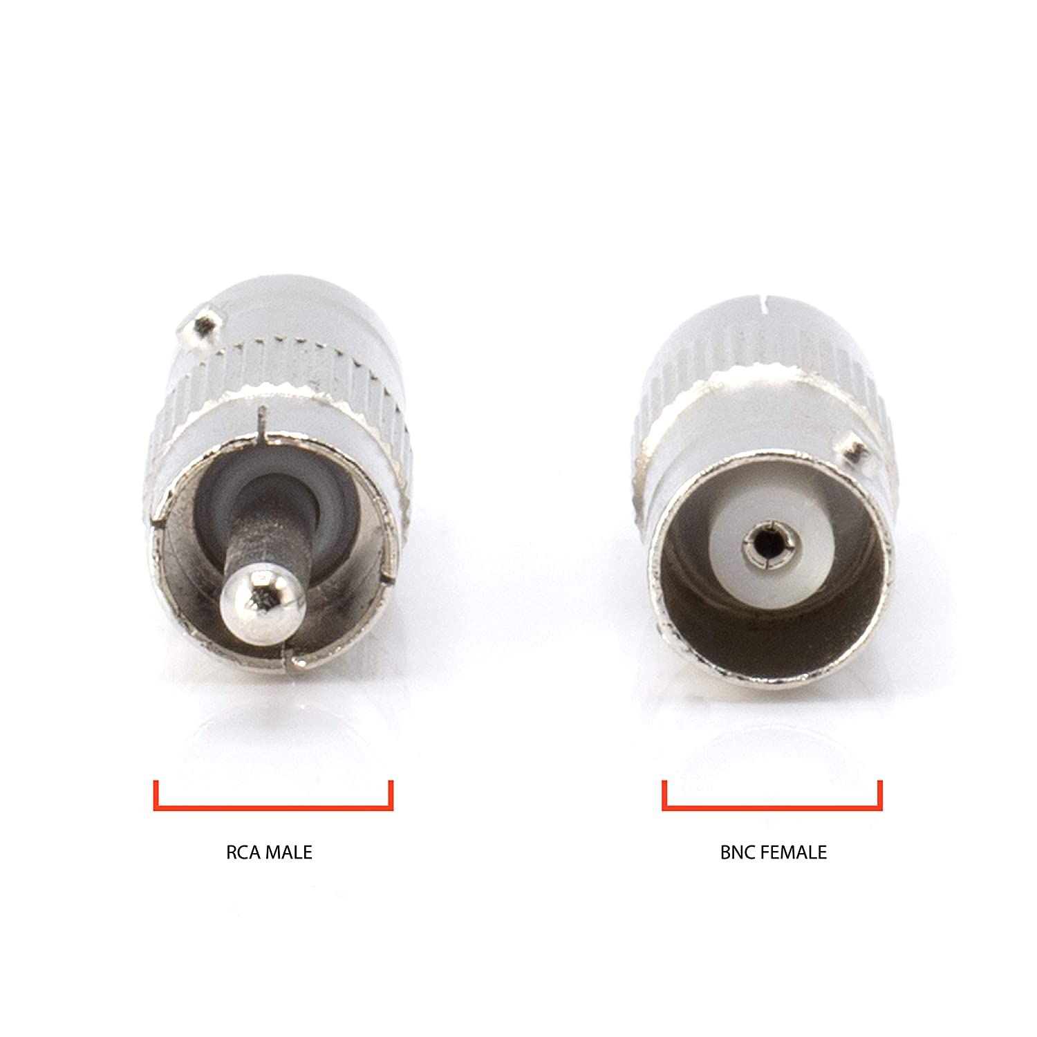 RCA and BNC Coaxial Adapter - BNC Female to RCA Male Connector, Adapter, Coupler, and Converter - For RG11, RG6, RG59, RG58, SDI, HD SDI, CCTV - 50 Pack