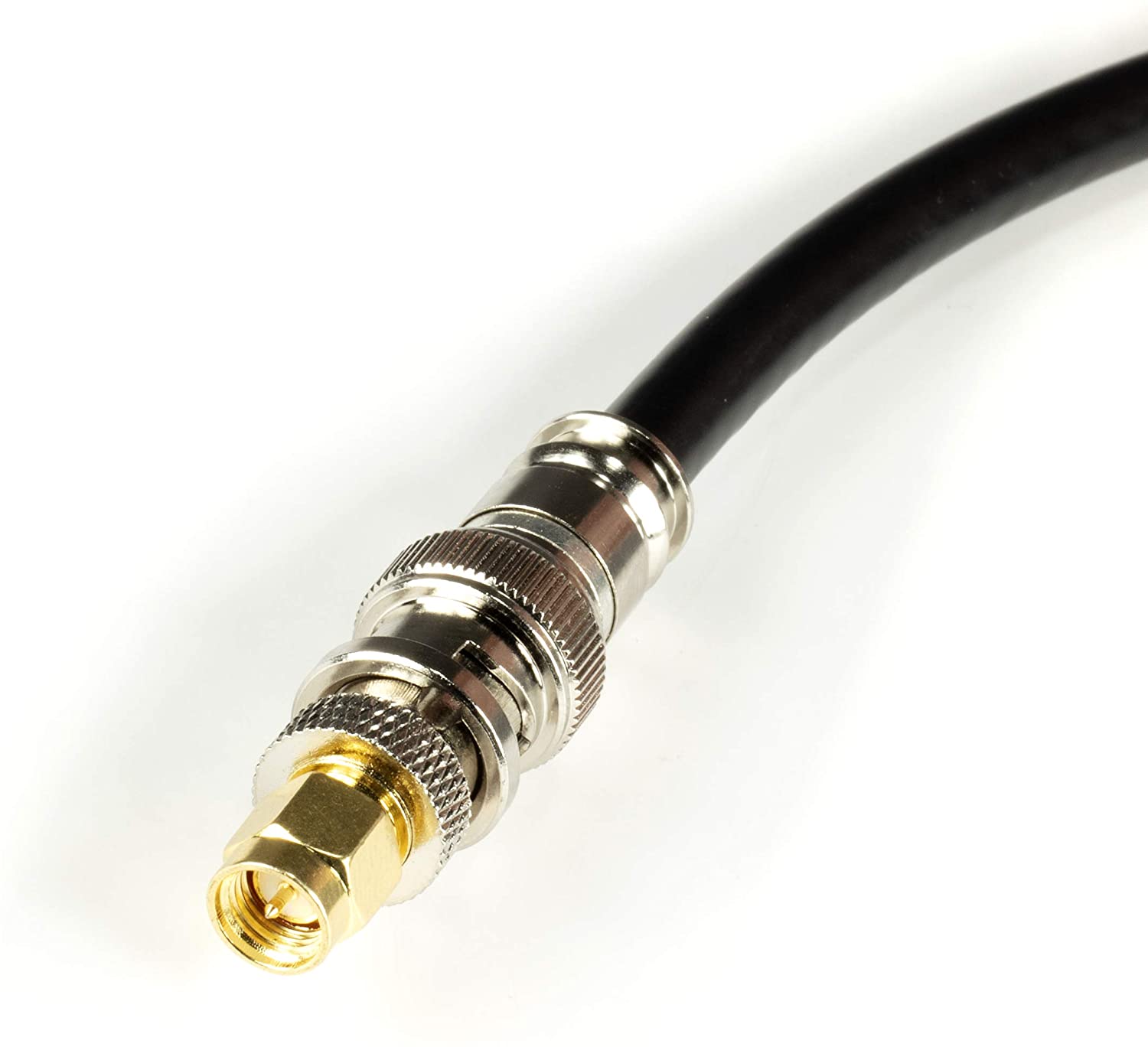 Gold SMA Male to BNC Male Adapter - 1 Pack Coupler - Male to Female Coaxial (RF) Connector, Compatible with RF, SDI, HD-SDI, CCTGV, Camera