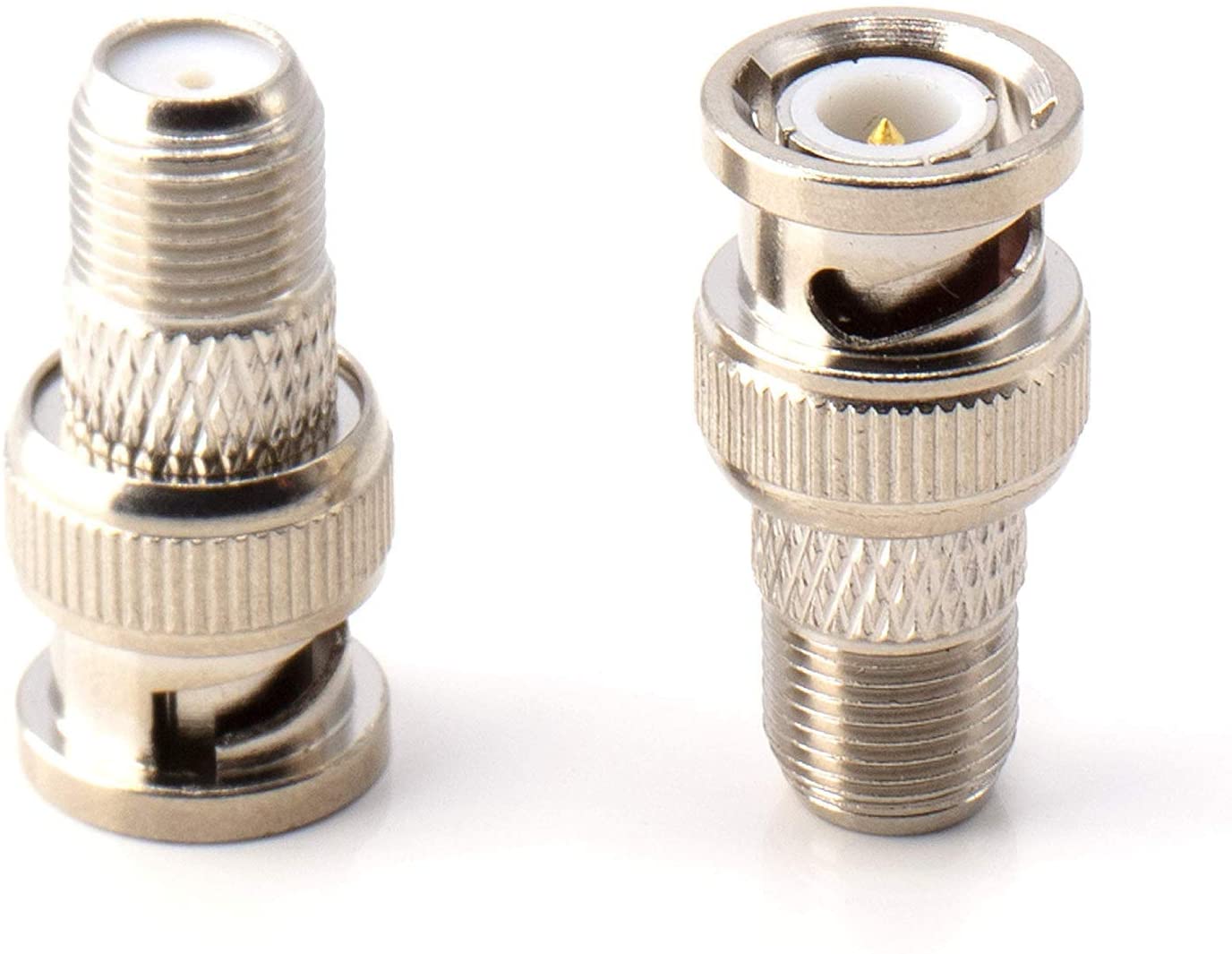 RF (F81) and BNC Coaxial Adapter - BNC Male to Female F81 (F-Pin) Connector, Adapter, Coupler, and Converter - For RG11, RG6, RG59, RG58, SDI, HD SDI, CCTV - 10 Pack