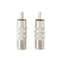 RF (F81) and RCA Coaxial Adapter - RCA Male to Female F81 (F-Pin) Connector, Adapter, Coupler, and Converter - For RG11, RG6, RG59, RG58, SDI, HD SDI, CCTV - 100 Pack