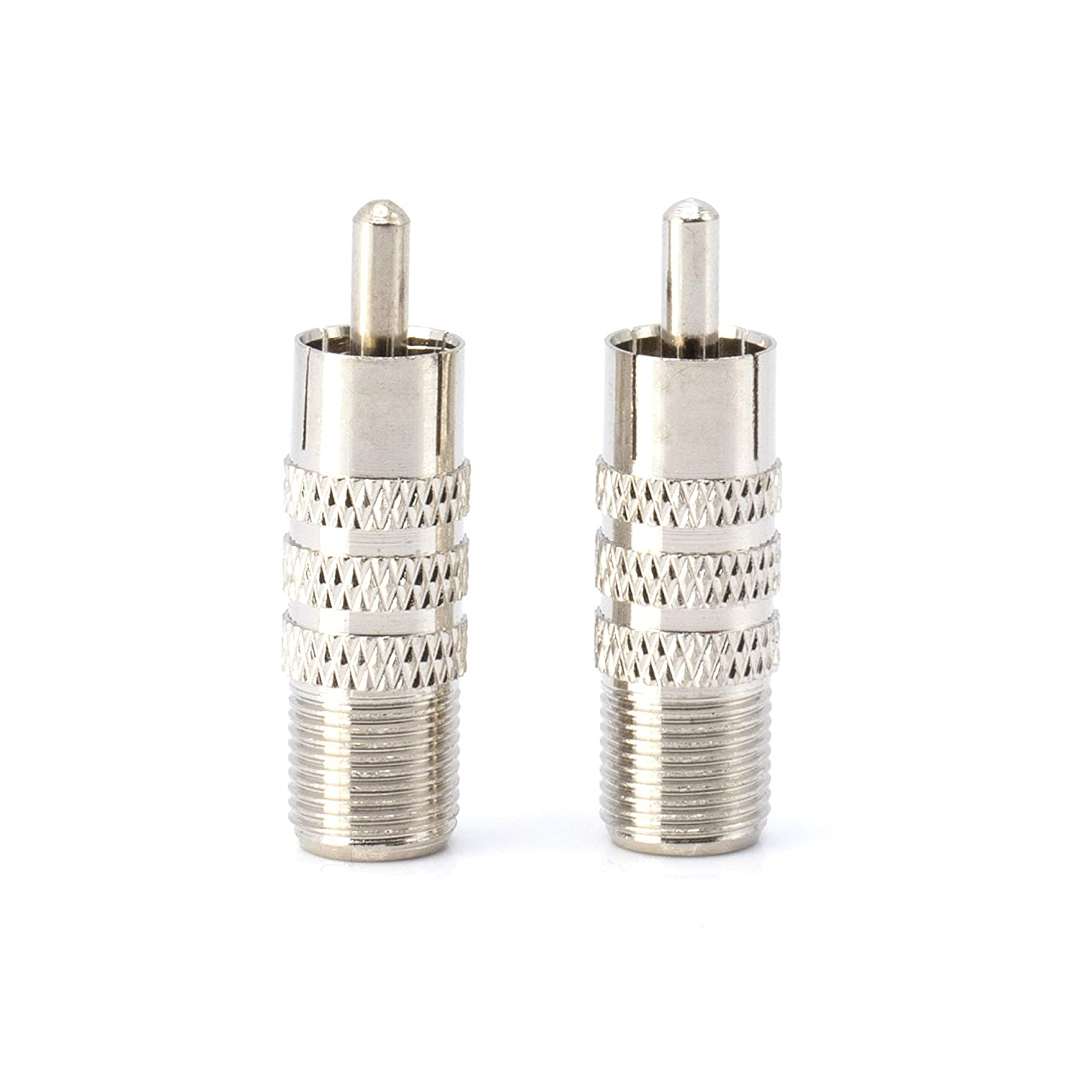 RF (F81) and RCA Coaxial Adapter - RCA Male to Female F81 (F-Pin) Connector, Adapter, Coupler, and Converter - For RG11, RG6, RG59, RG58, SDI, HD SDI, CCTV - 50 Pack